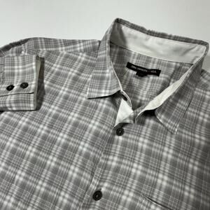 John Varvatos Men's Dark Plaid Woven Button-Up Shirt Long Sleeve Size M